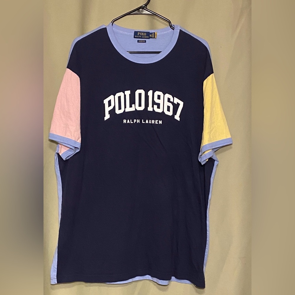 Polo Ralph Lauren Colorblock Oversized Hem Logo '1967 Classic Fit Navy XXL